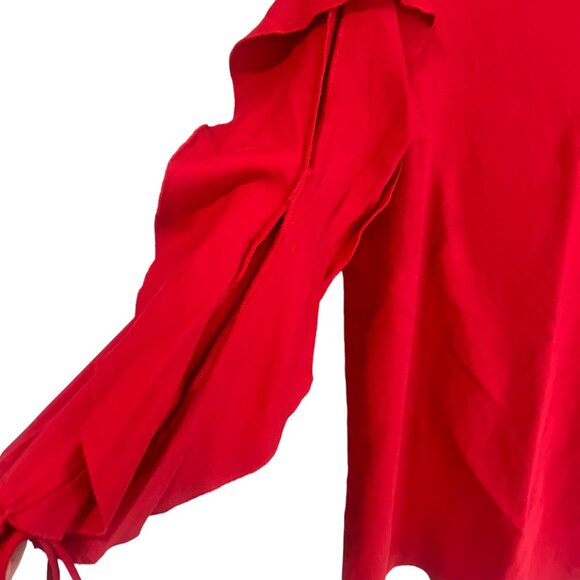 Women's Zara Red Ruffle Long Sleeve Knit Mini Dress Size Large - Picture 5 of 6